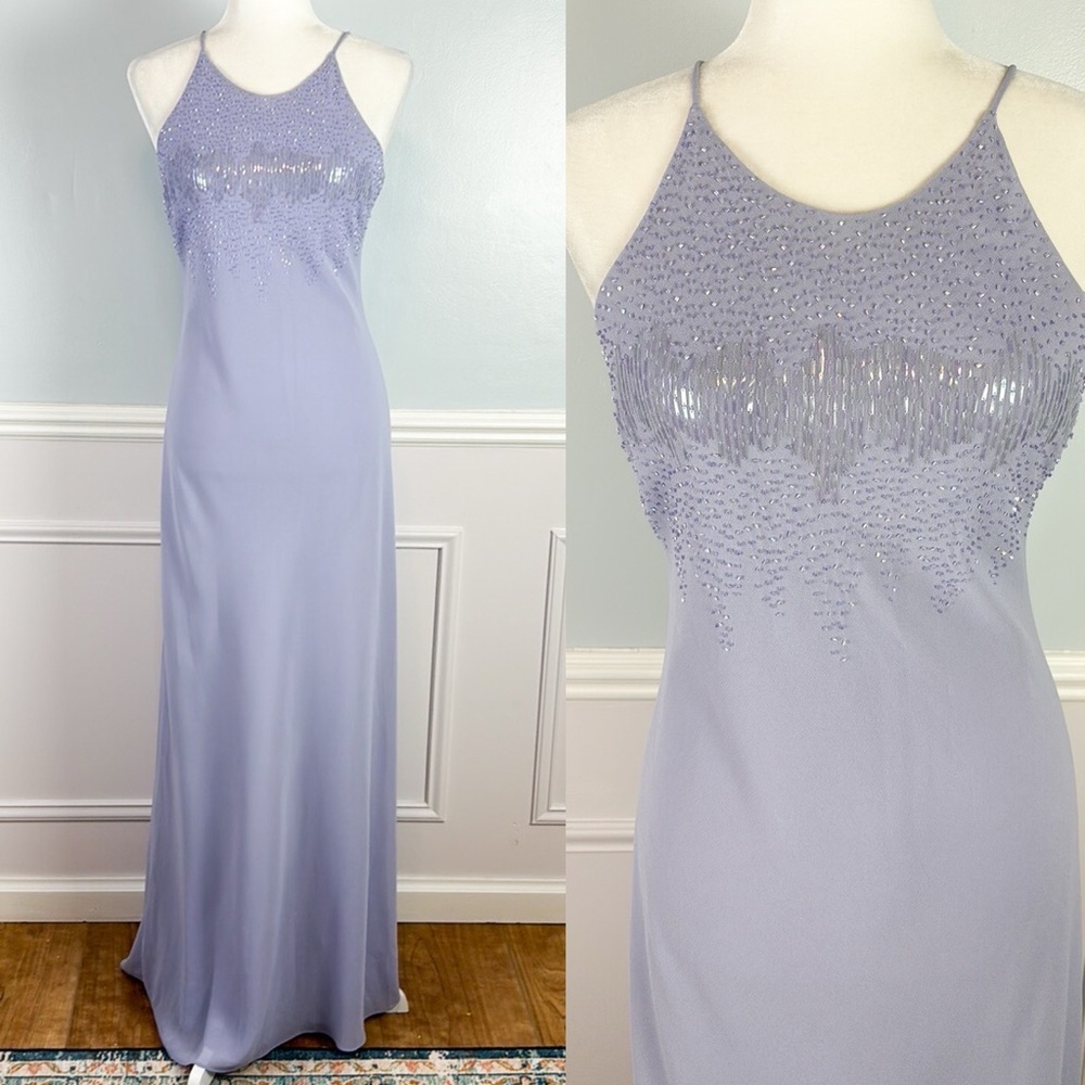 Cachet Formal Maxi DressY2K Ethereal Fairycore Lilac Romantic Chiffon Beading 10